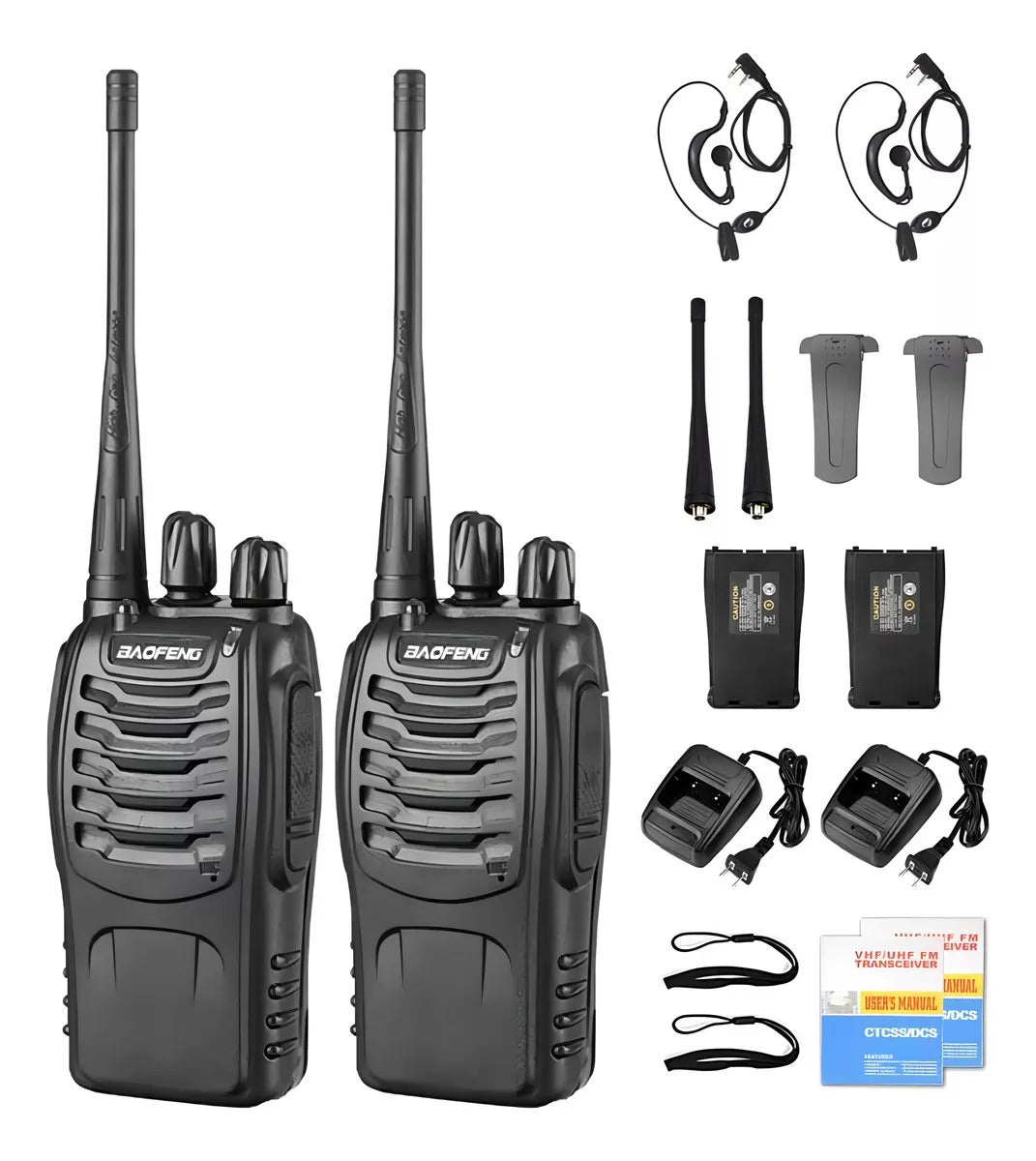 Pack 2 Radios Transmisor Walkie Talkie Baofeng  Color Negro Bandas De Frecuencia 400-470 Mhz